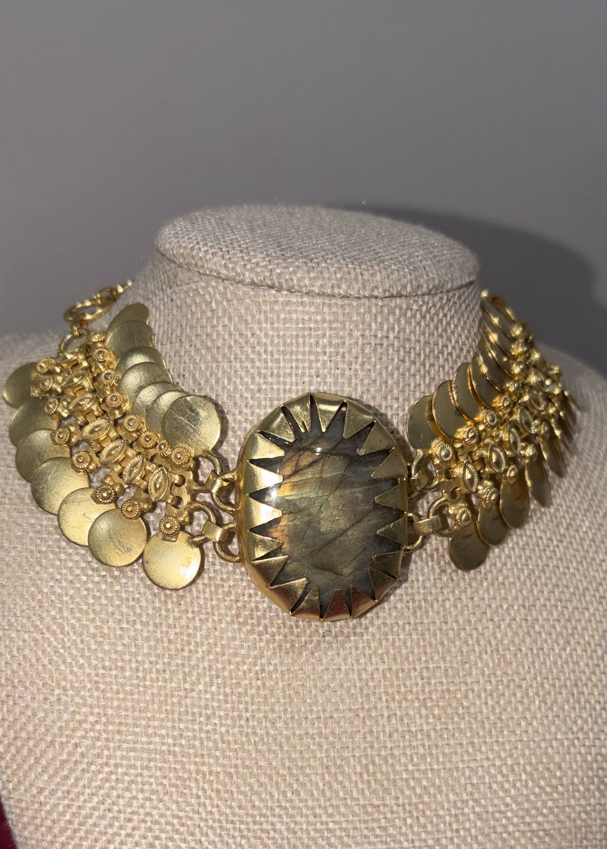 Gold Coin Disc Statement Choker Image - 1