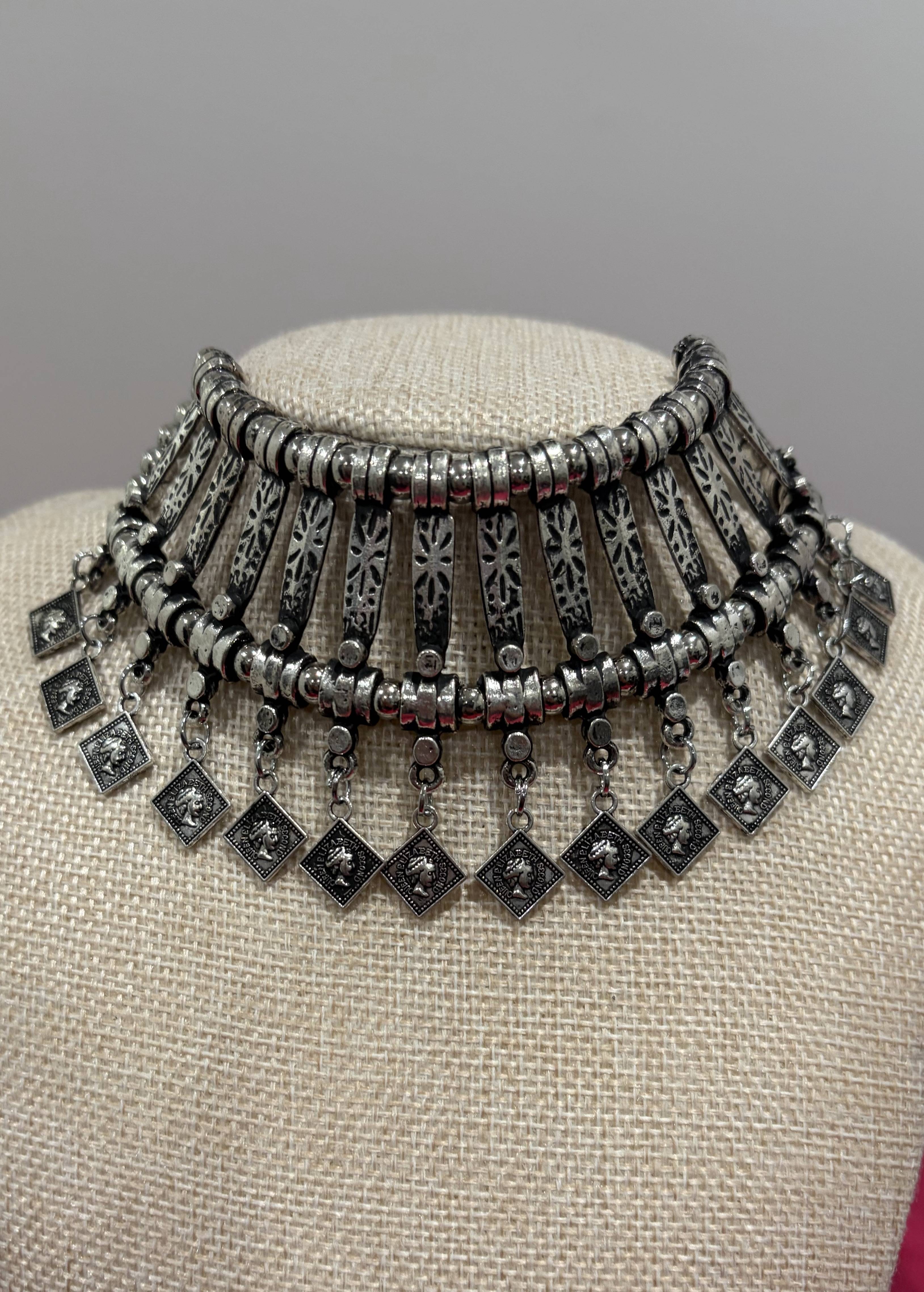 Oxidized Silver Statement Collar Image - 1