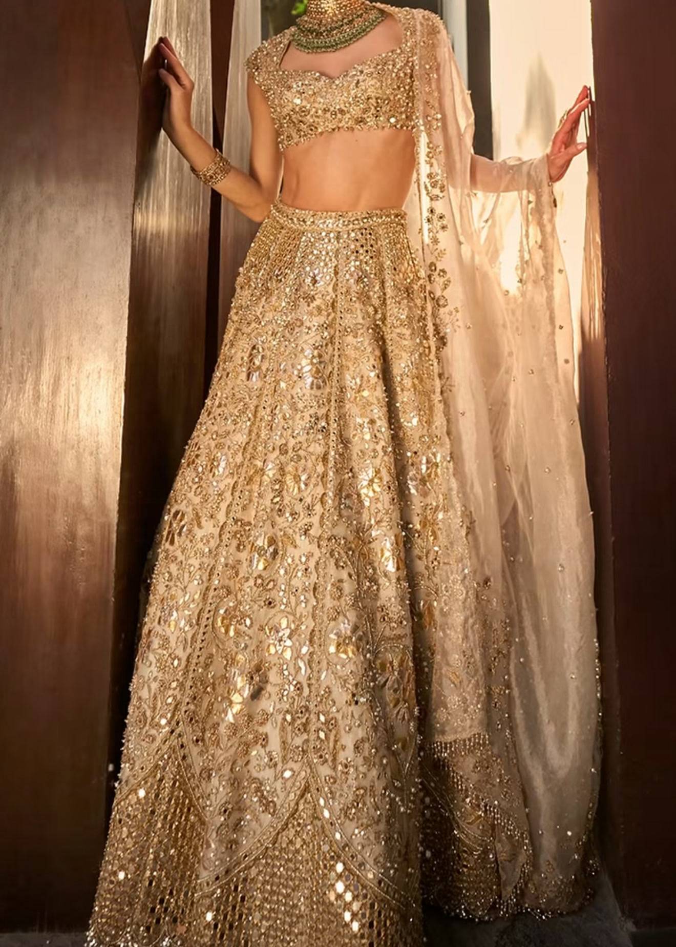 Silver Tissue Mirrorwork Lehenga Set Image - 0