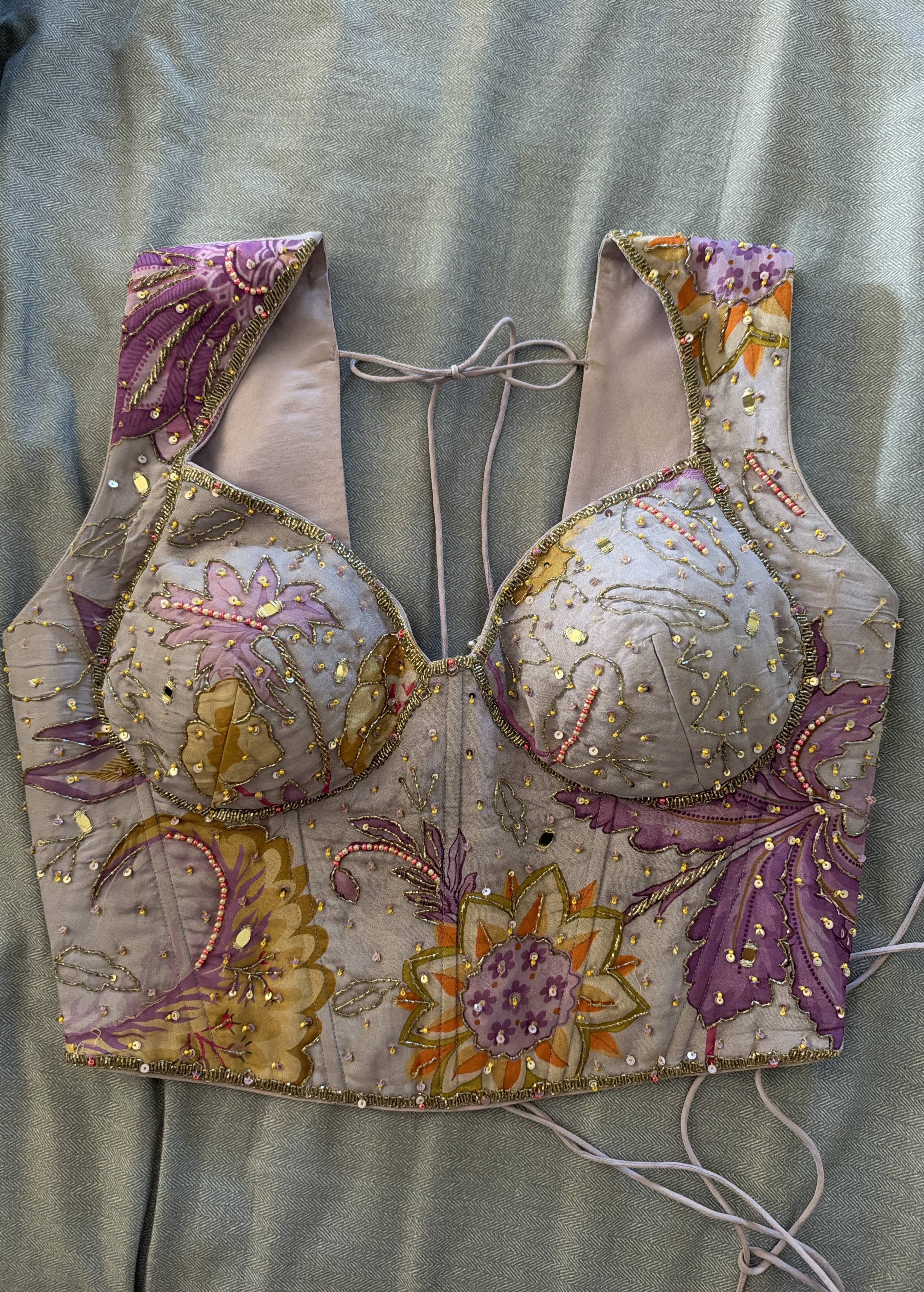 Lilac/purple Floral Lehenga Image - 1