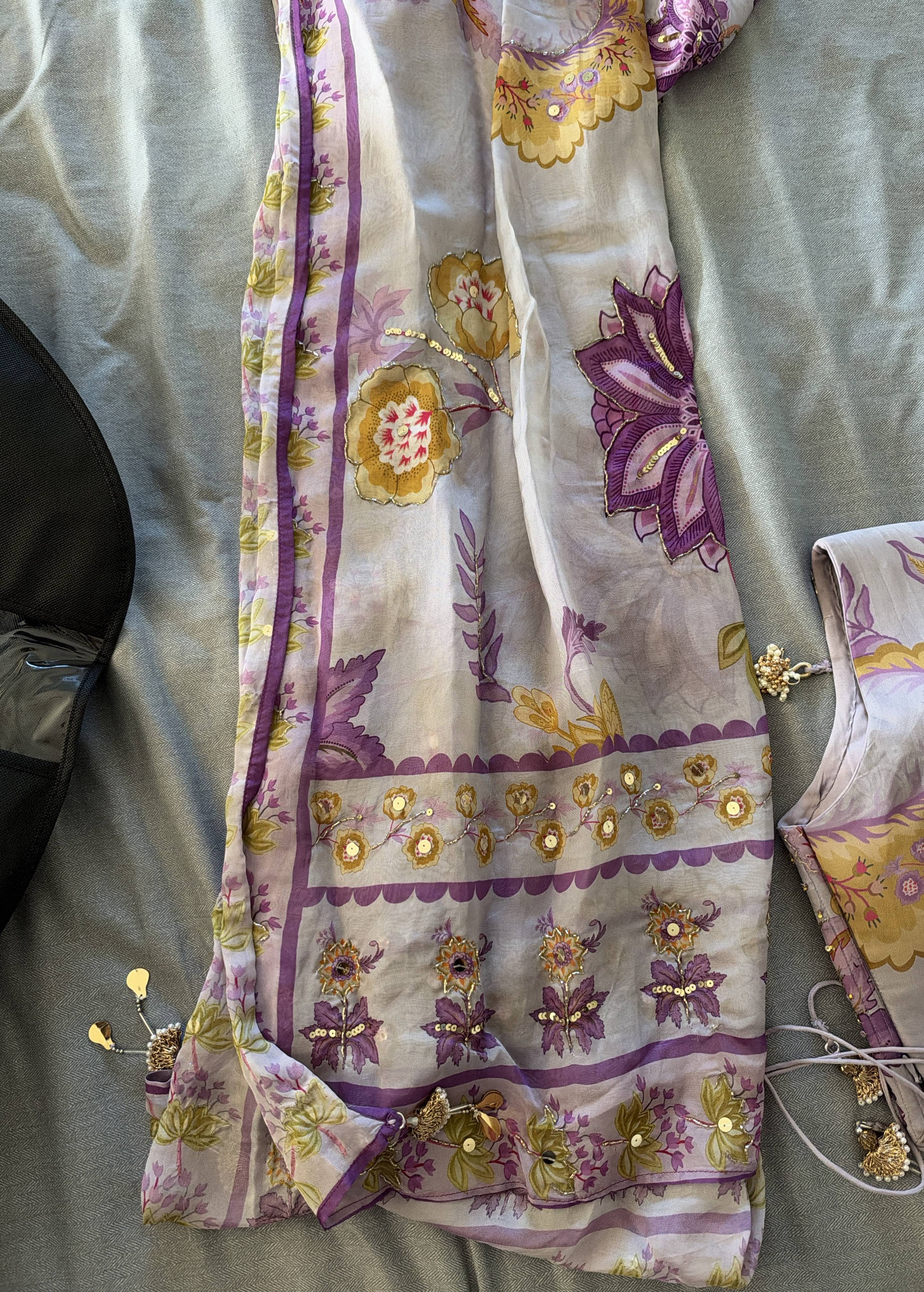 Lilac/purple Floral Lehenga Image - 3