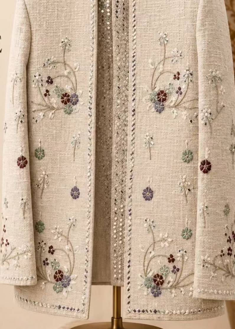 Ivory Floral Jacket Set Image - 1
