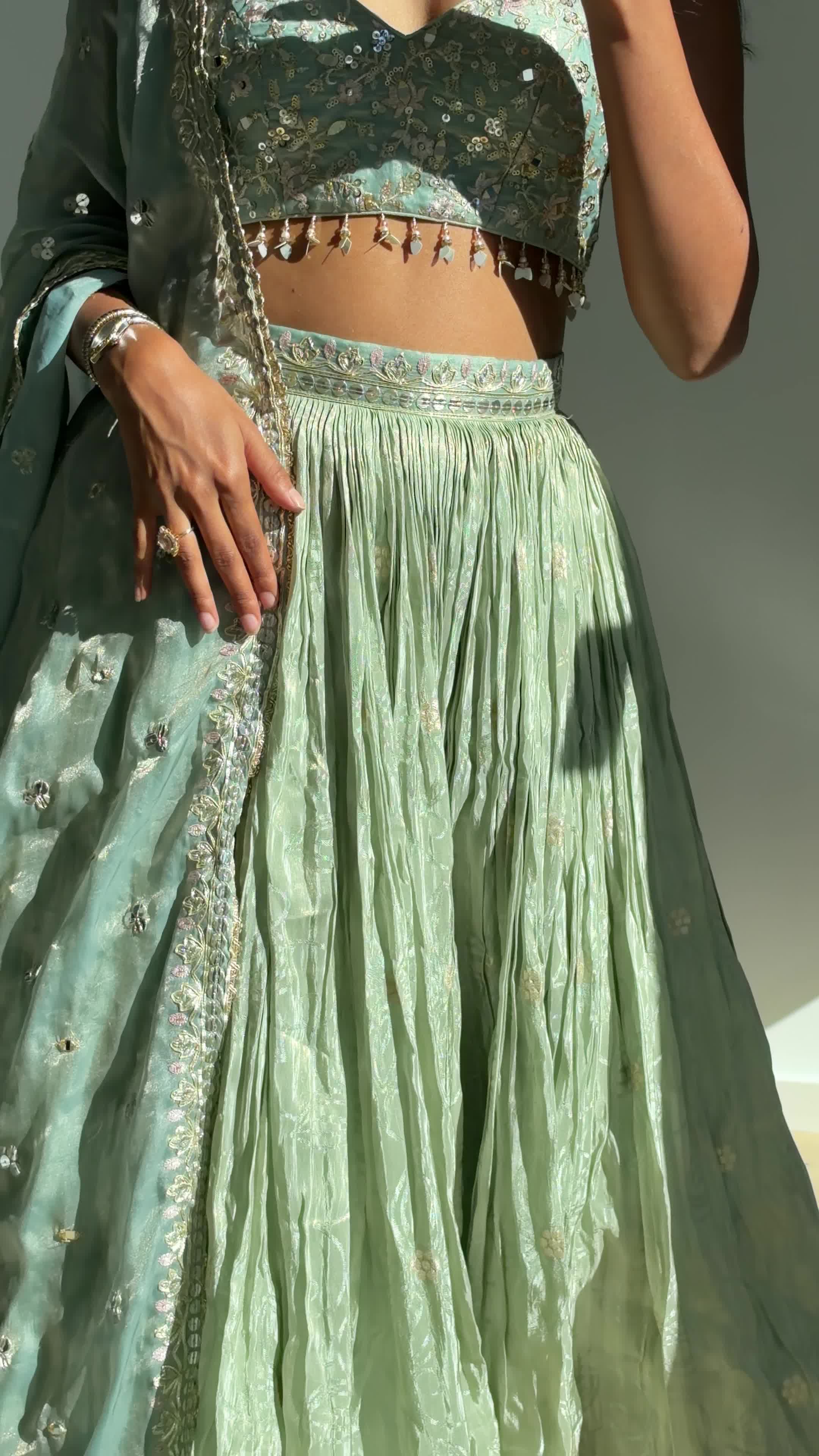 Light Dusty Green Lehenga Image - 3