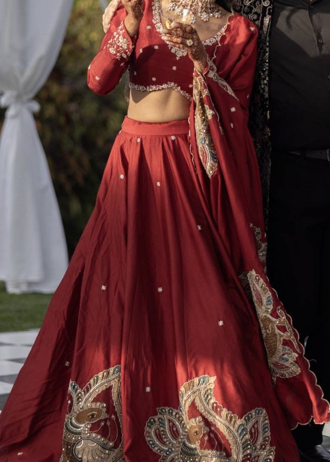 Royal Red Peacock Lehenga Image - 0
