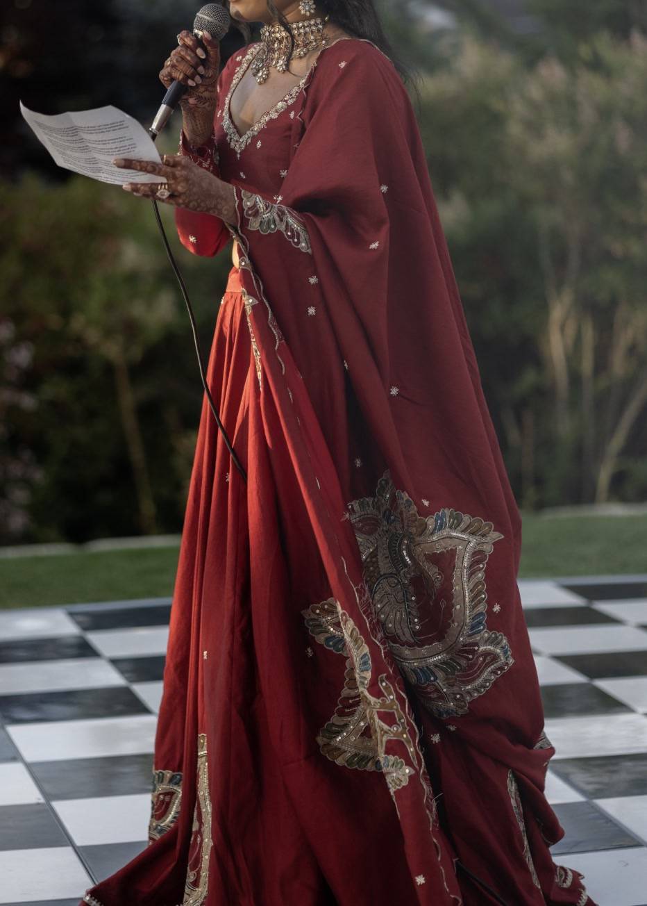 Royal Red Peacock Lehenga Image - 2