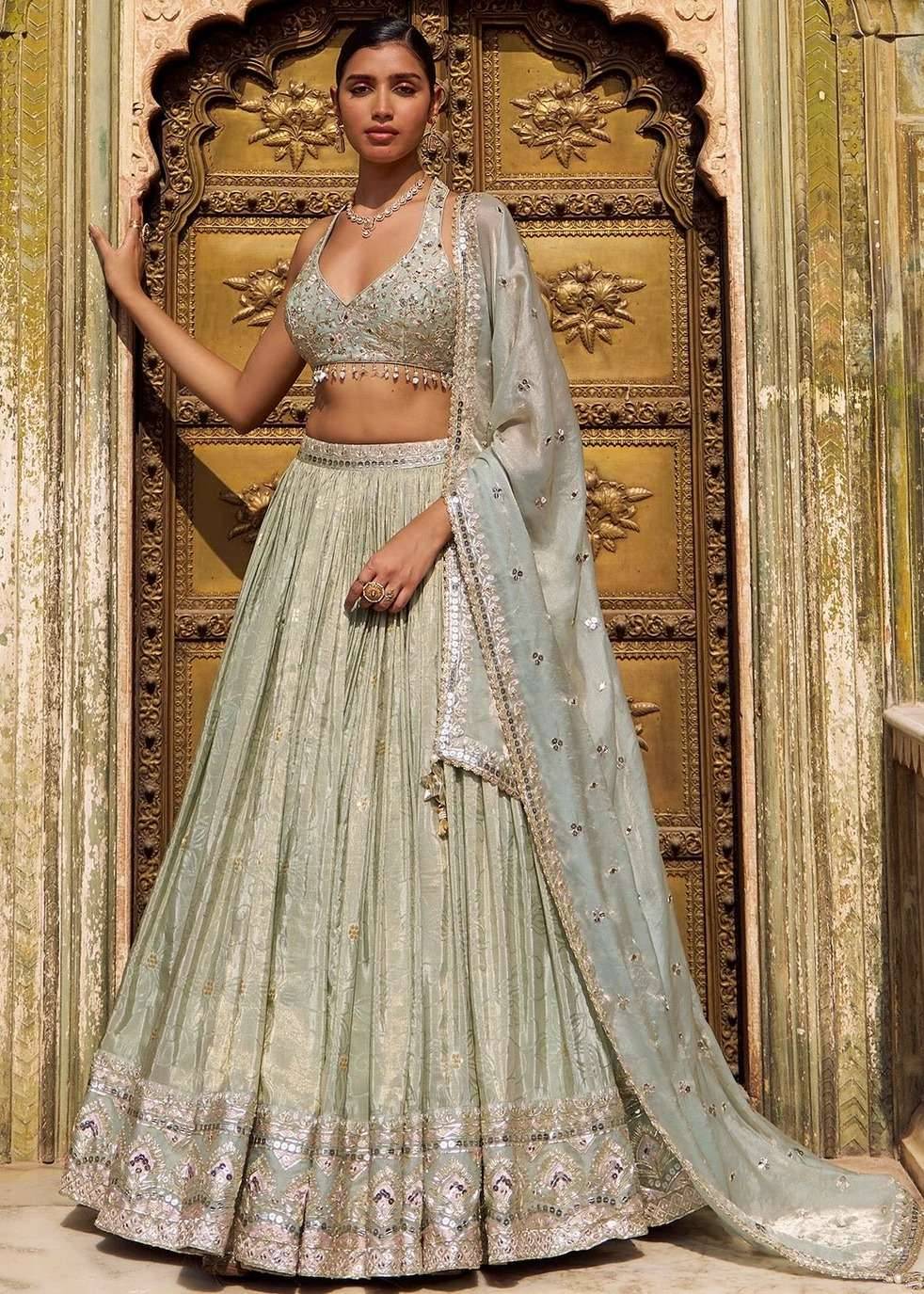 Light Dusty Green Lehenga Image - 0