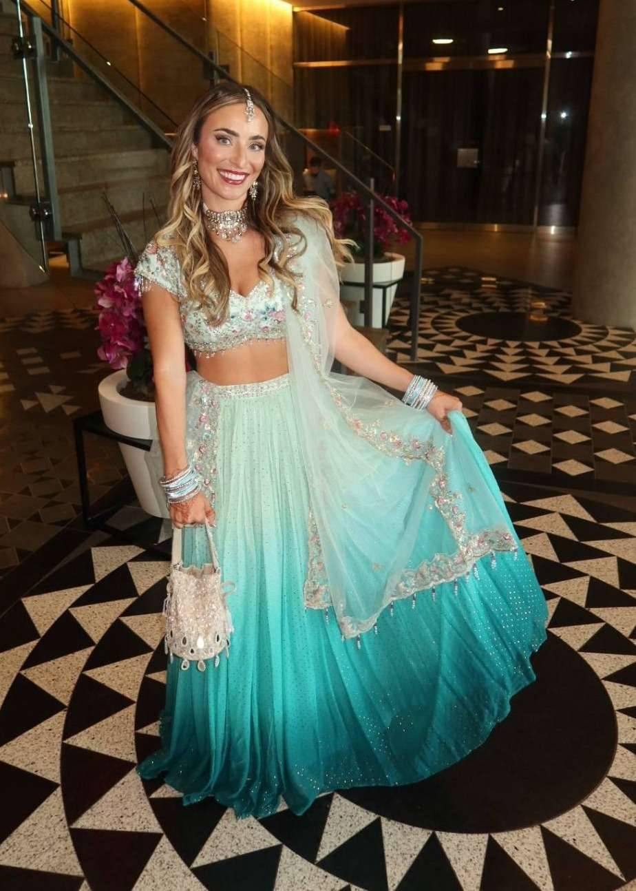 Mint to Teal Ombré Lehenga Set Image - 0