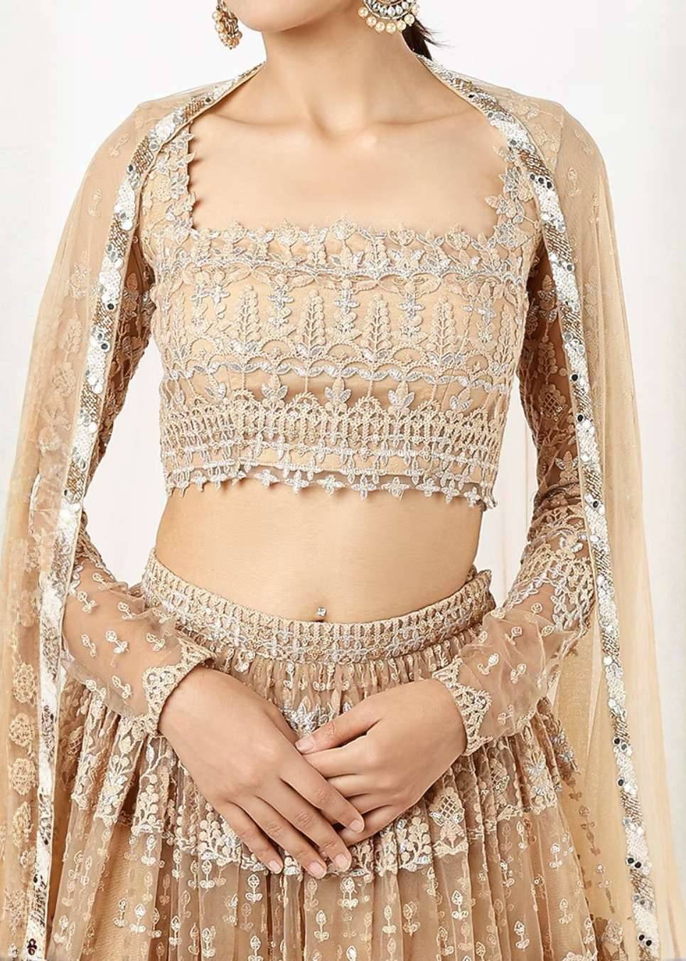 Champagne Gold Lehenga Set Image - 2