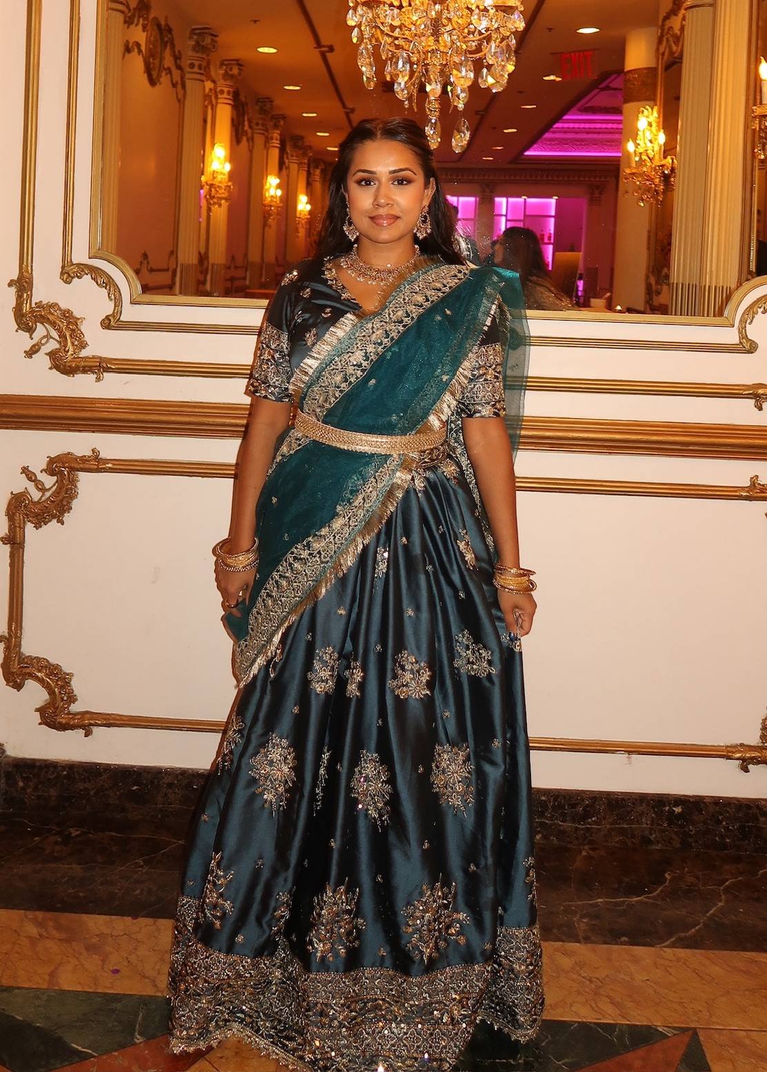 Teal Belted Lehenga Image - 1