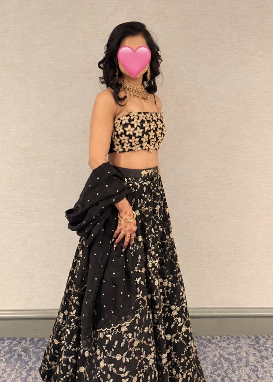 Black Floral Lehenga Image - 0