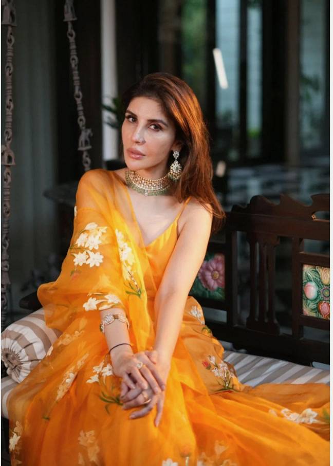 Pichika Orange Floral Anarkali Image - 2