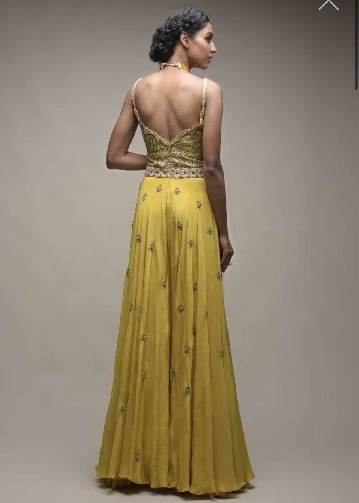 Yellow Zardozi Cut-Out Jumpsuit Image - 2
