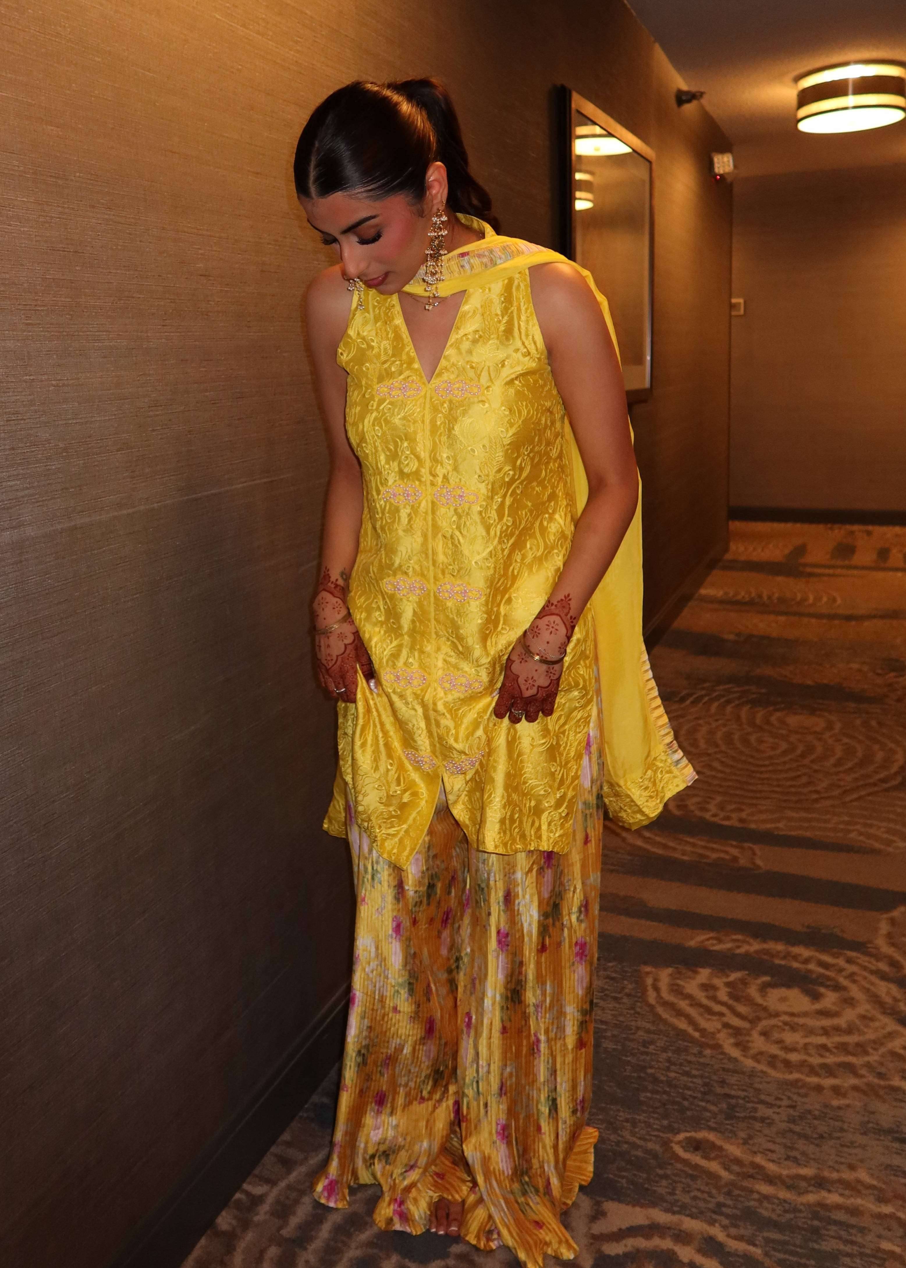 Yellow Embroidered Kurta Set Image - 0
