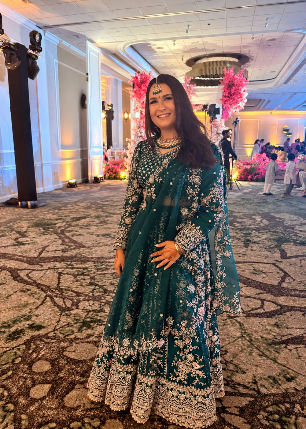 Teal Embroidered Lehenga Image - 1