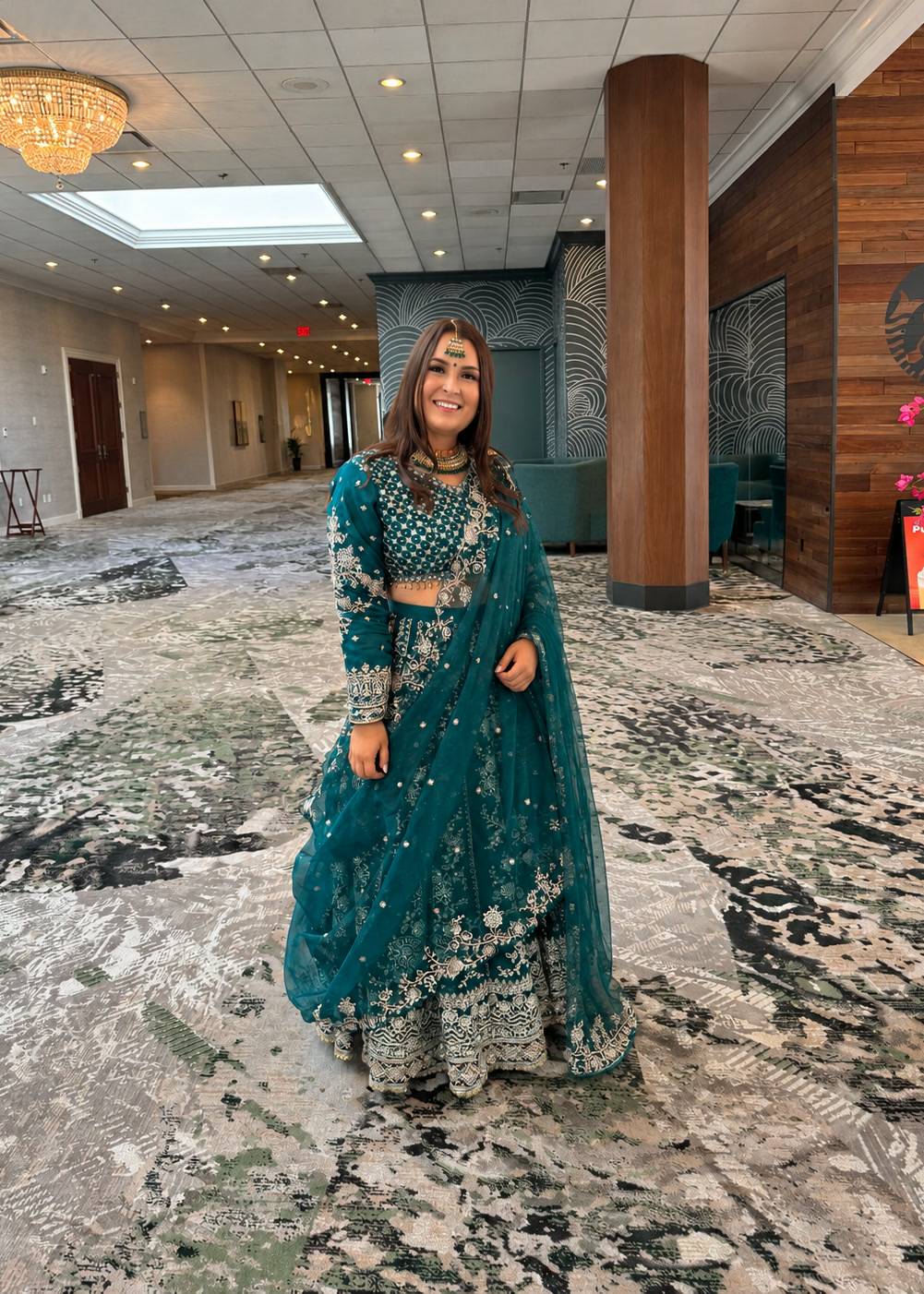 Teal Embroidered Lehenga Image - 2