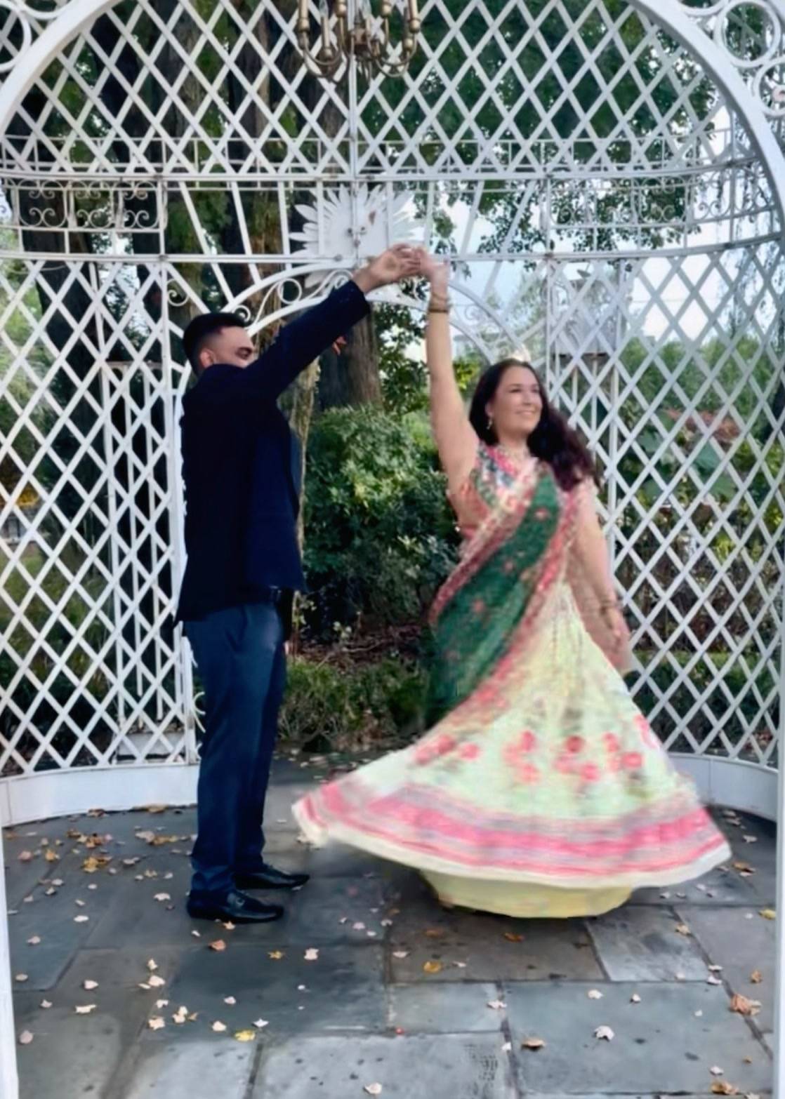 Yellow and Green Floral Embroidered Lehenga Image - 1