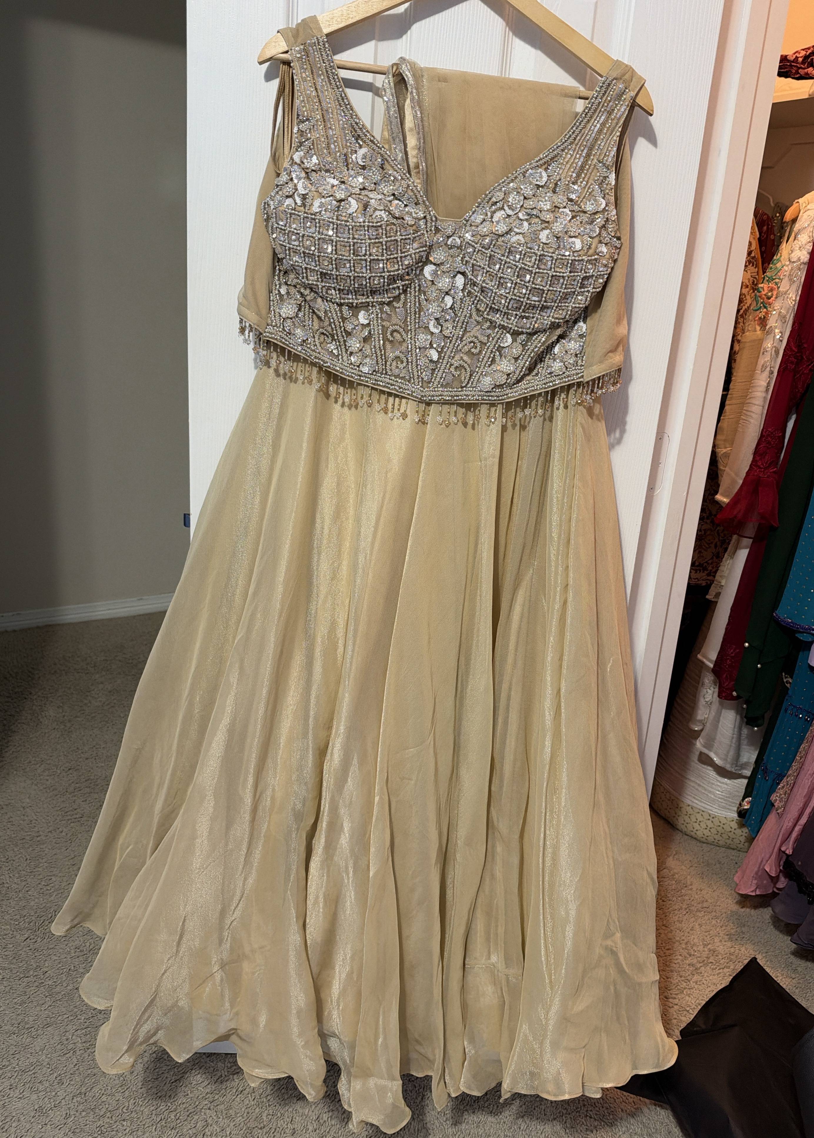 Champagne Embellished Lehenga Image - 0