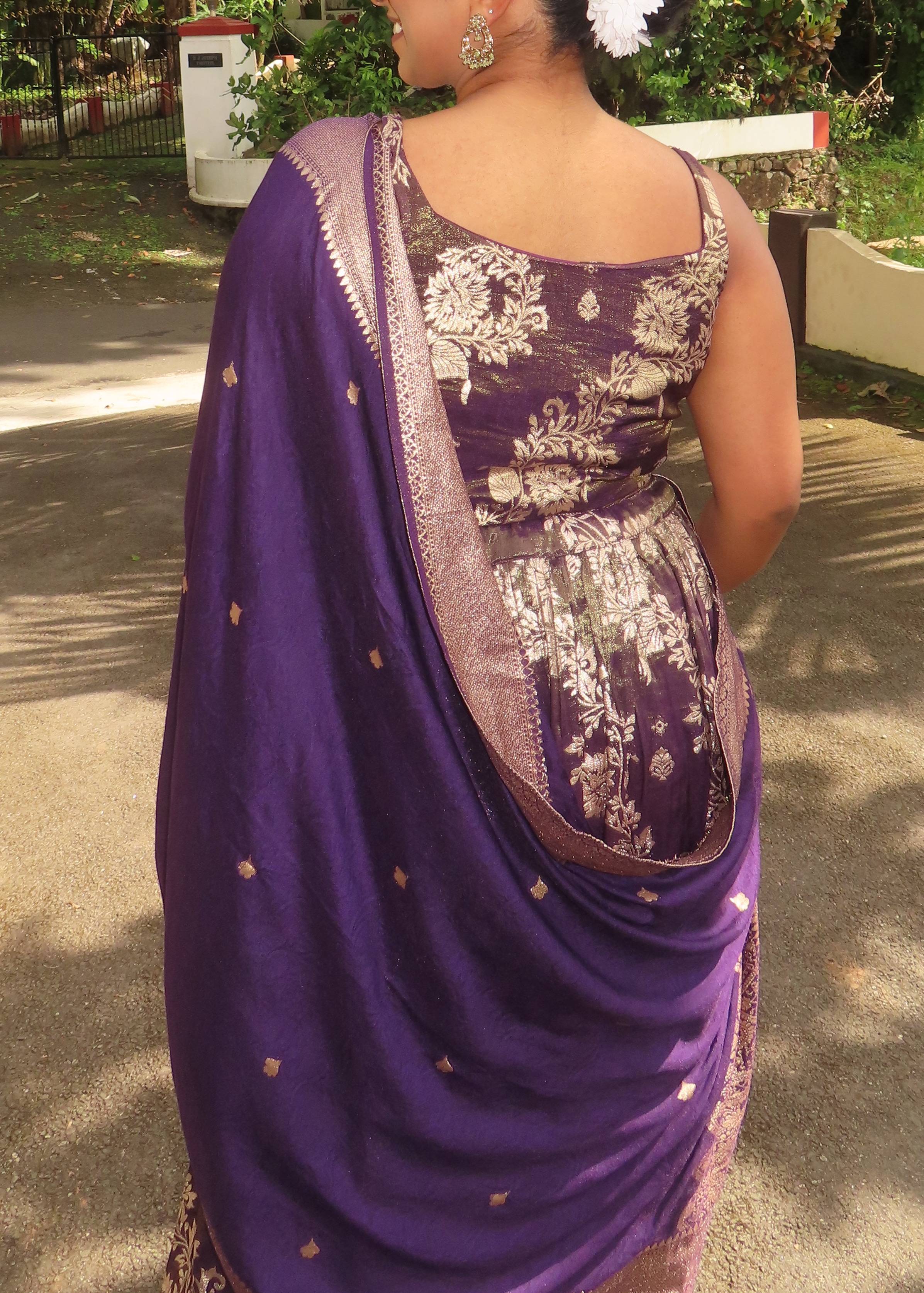 Purple Banarasi Zari Lehenga Image - 1