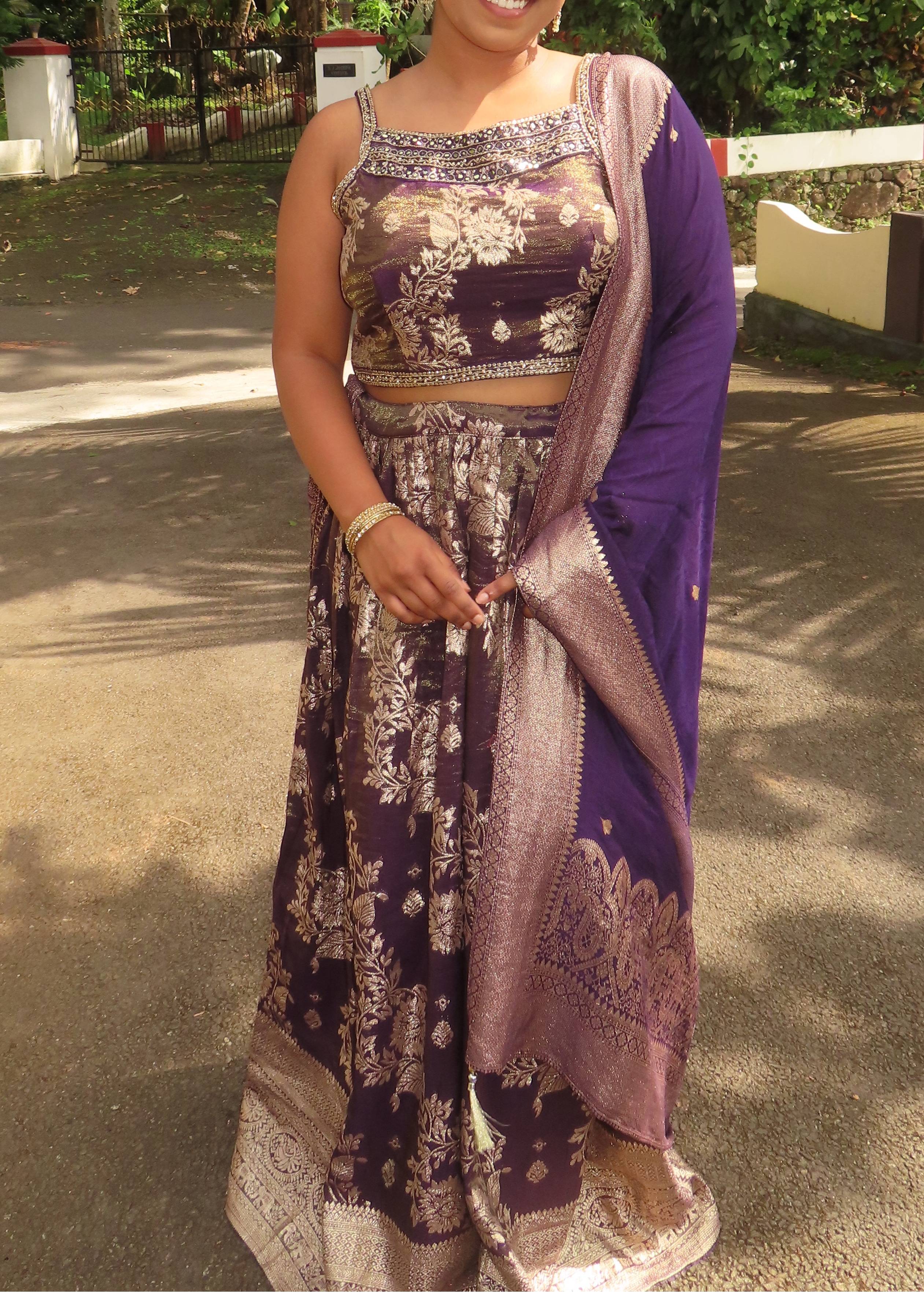 Purple Banarasi Zari Lehenga Image - 2