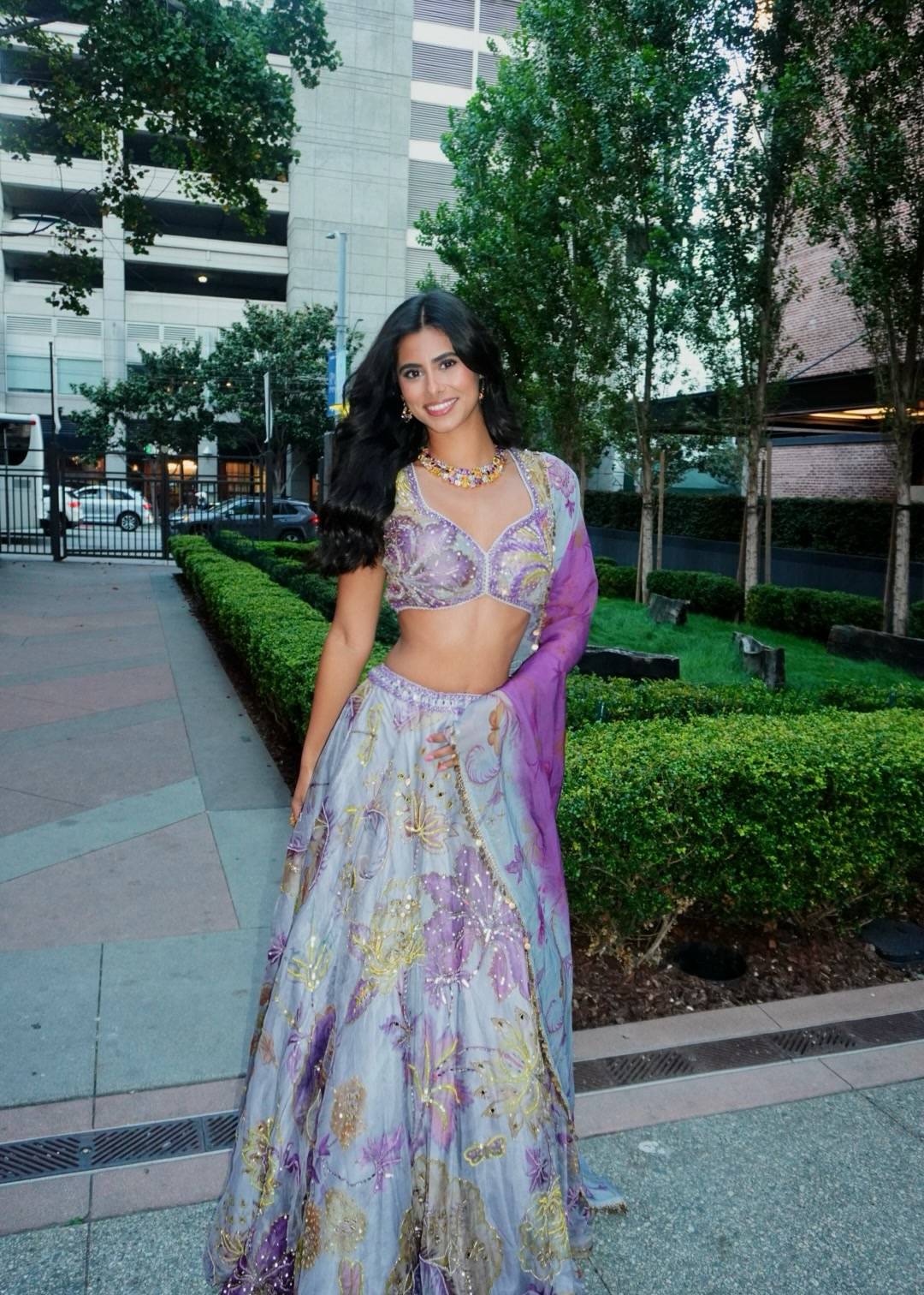 Lilac Floral Layla Lehenga Image - 3