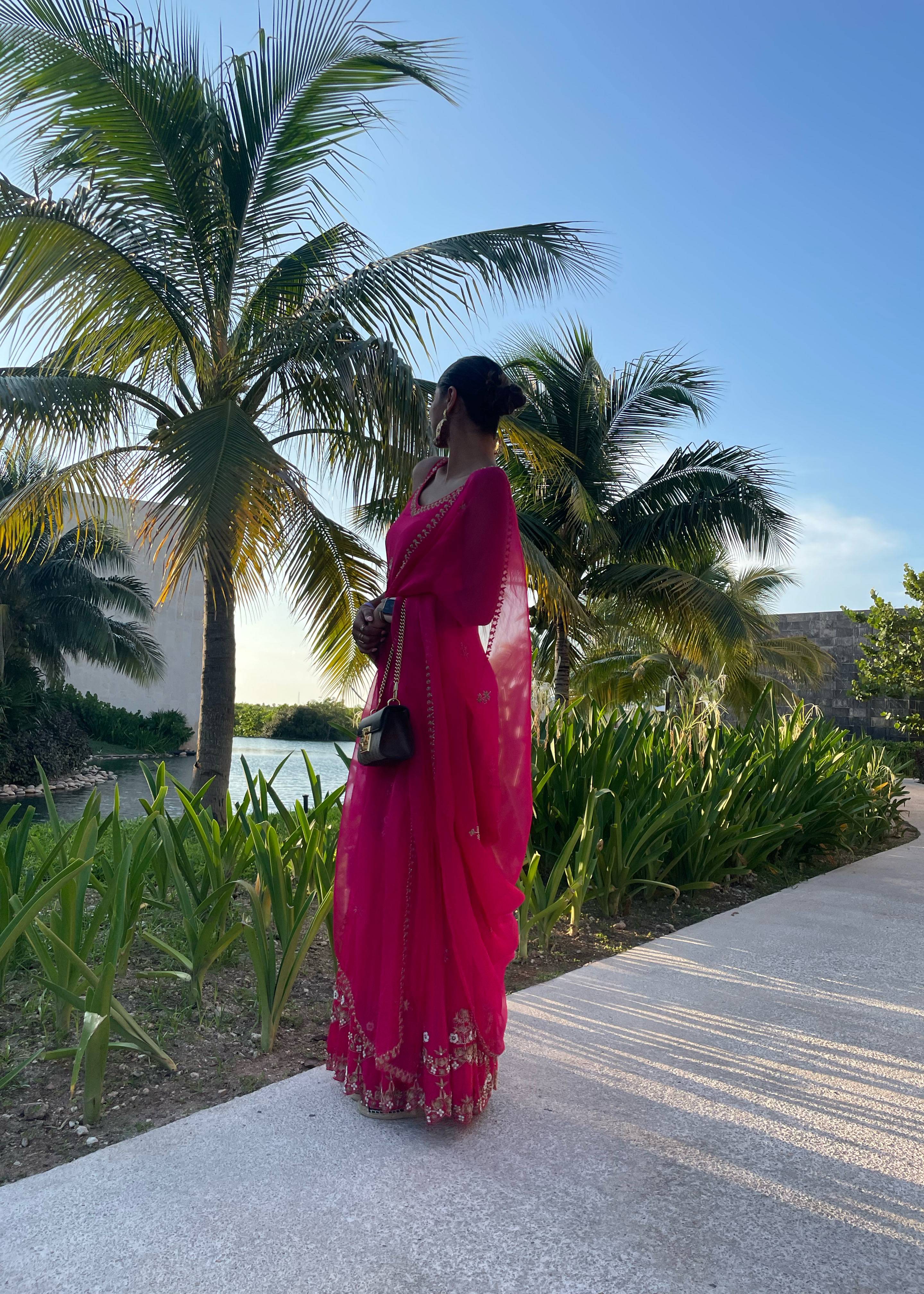 Fuchsia Pink Embroidered Sharara Set Image - 3