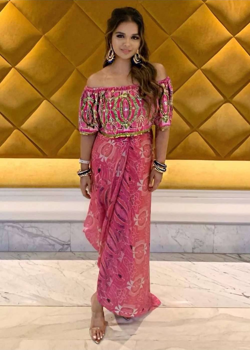 Hot Pink Off-Shoulder Dress Image - 0