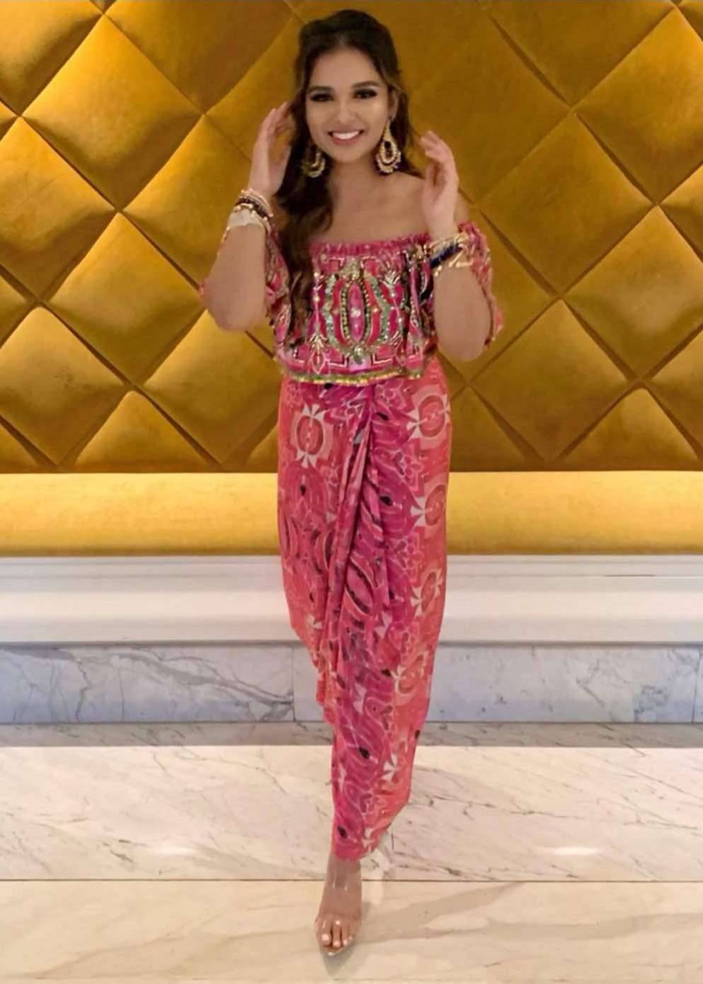 Hot Pink Off-Shoulder Dress Image - 1