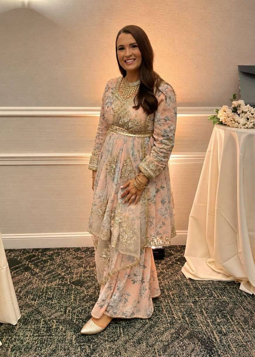 Dusty Peach Floral Gharara Suit Image - 0