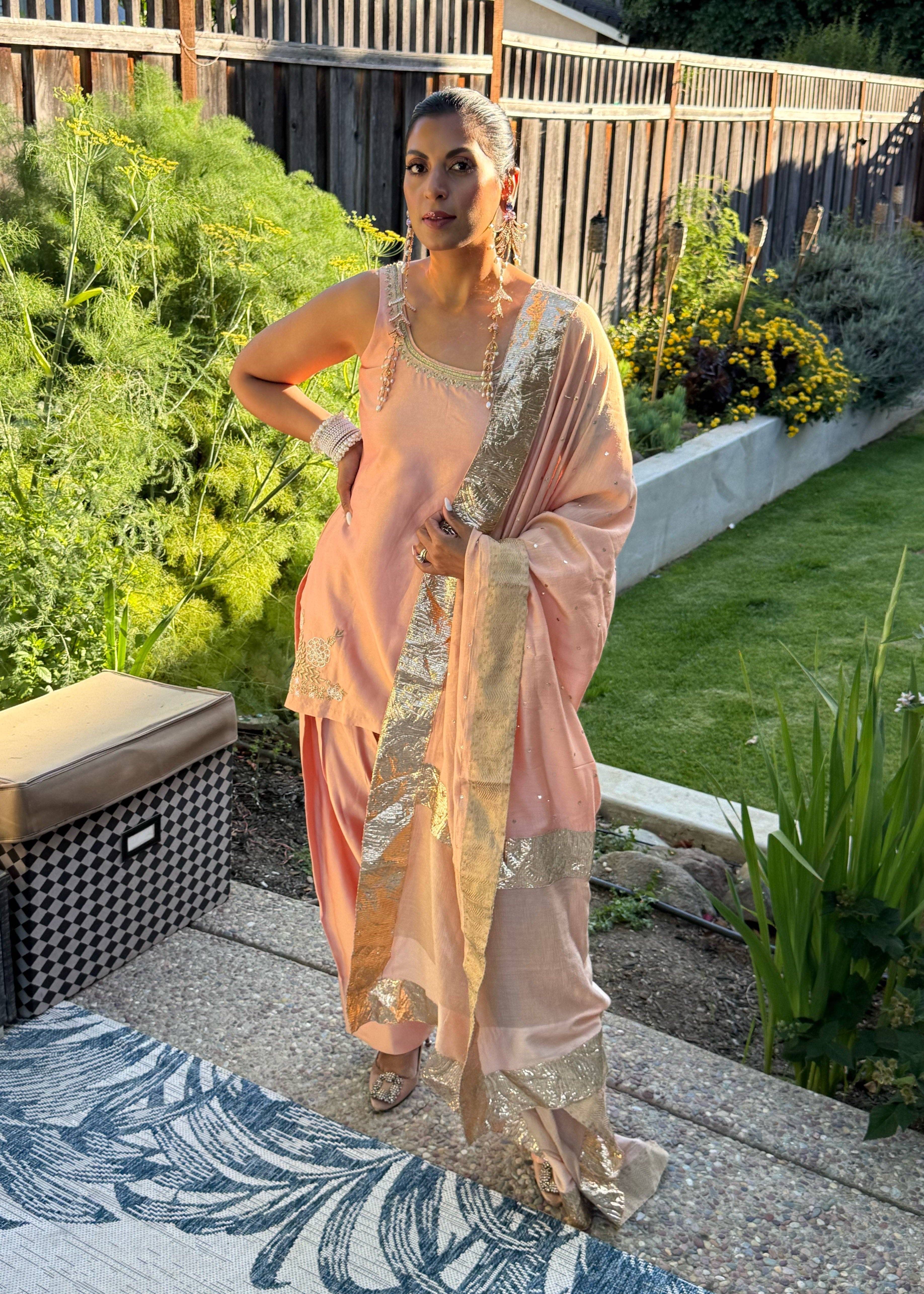 Peach Farshi Salwar Kurta Set Image - 0