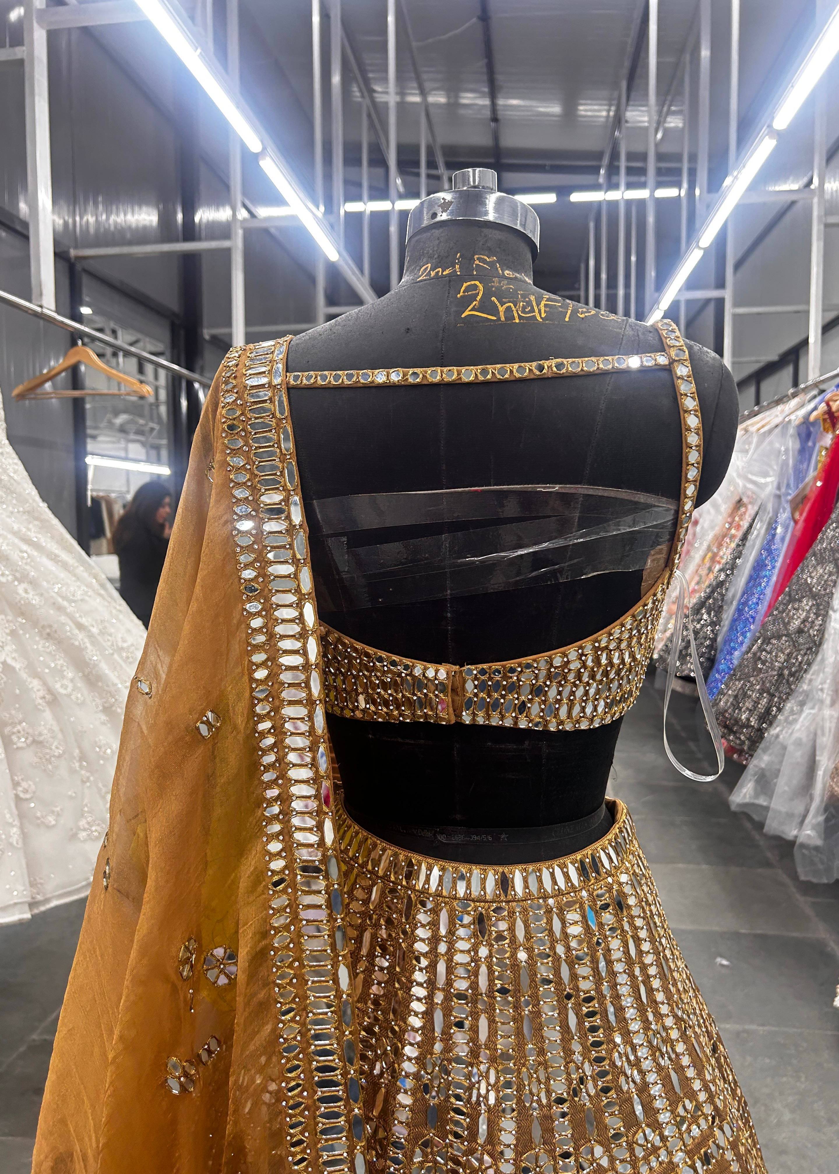 Gold Mirror Work Lehenga Image - 2