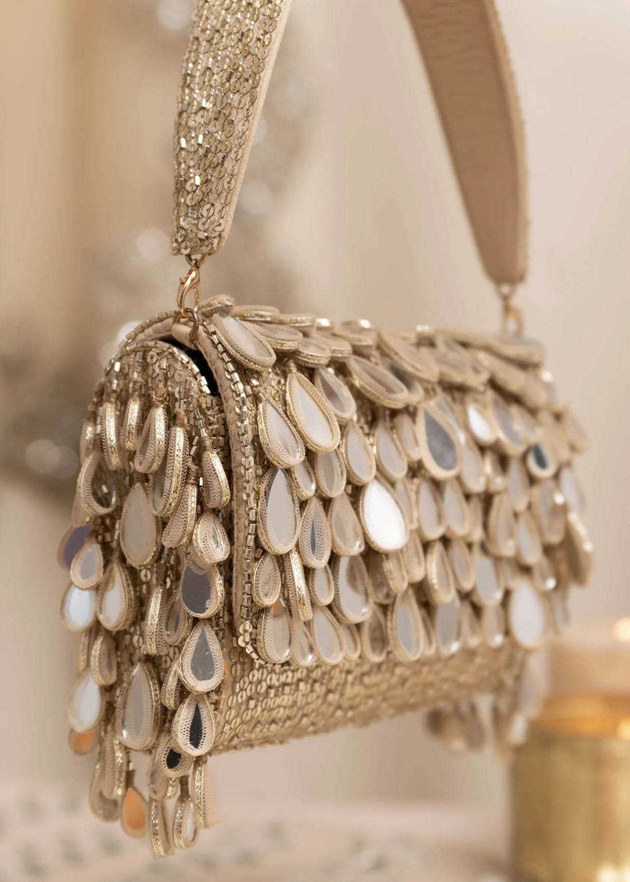 Gold Sequin Mirrorwork Clutch Image - 1