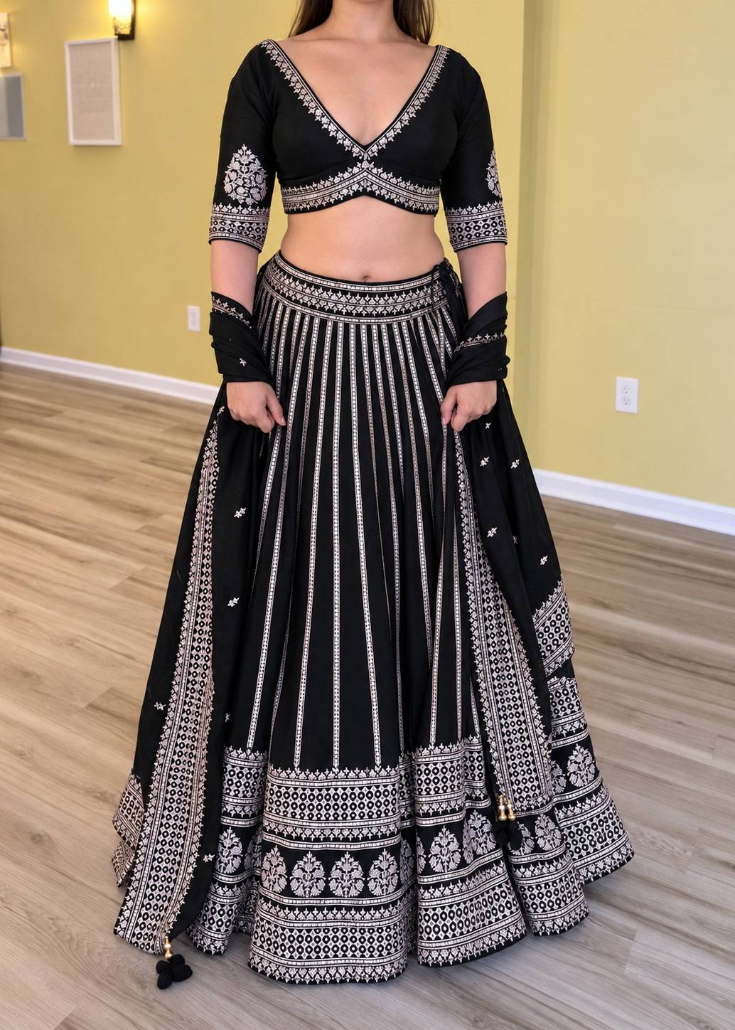 Black Silver Embroidered Lehenga Set Image - 0