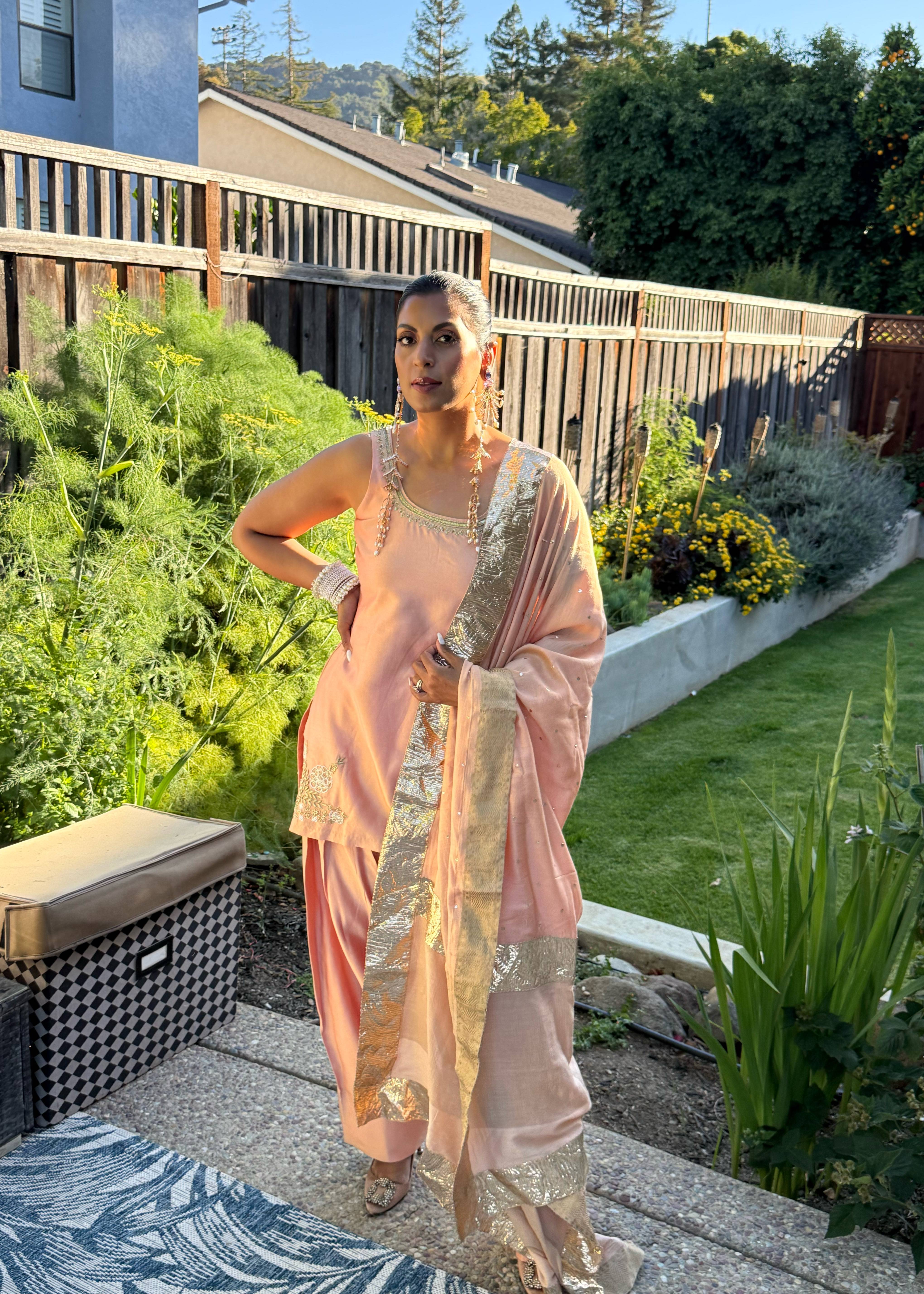 Peach Farshi Salwar Kurta Set Image - 1