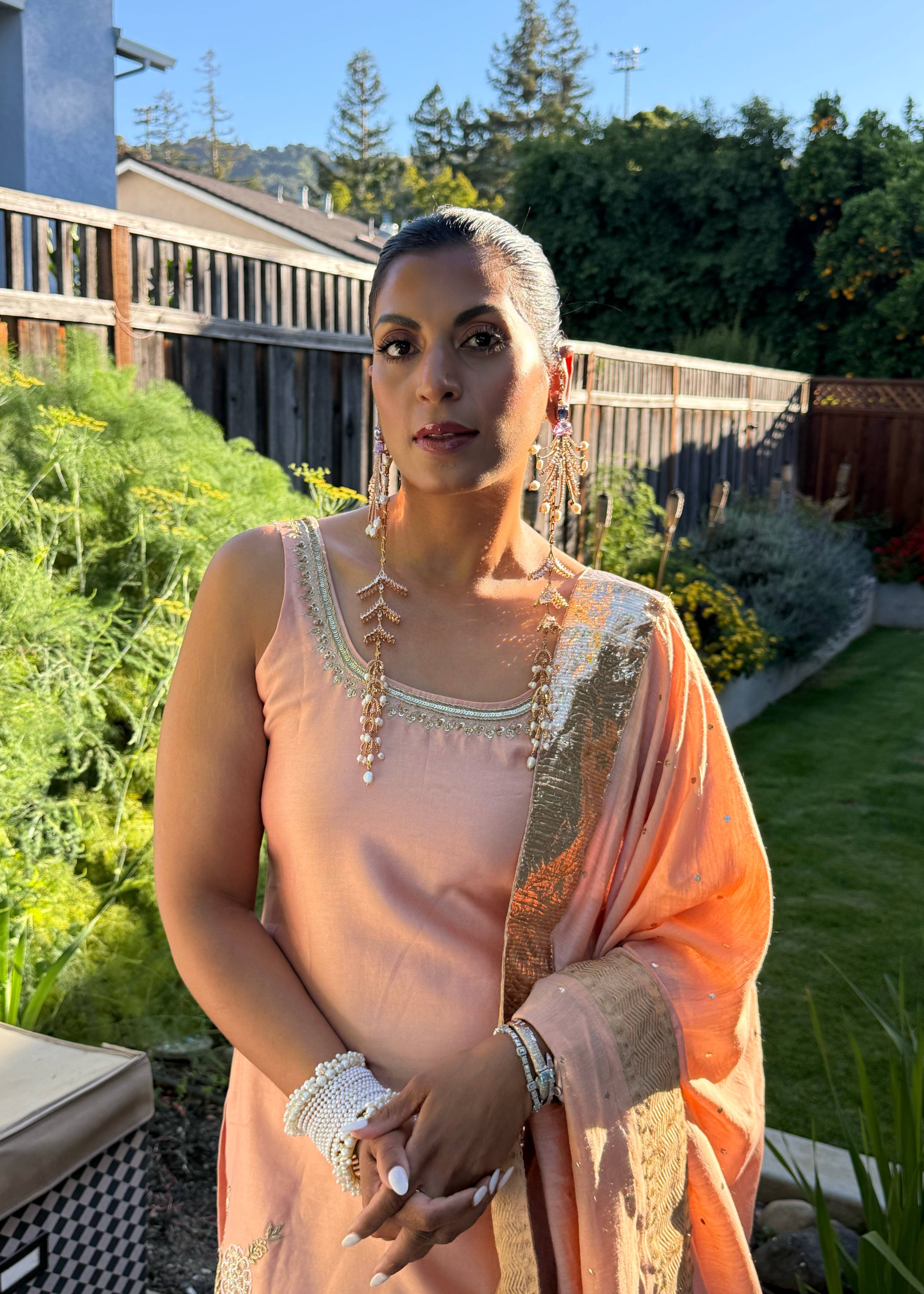 Peach Farshi Salwar Kurta Set Image - 2