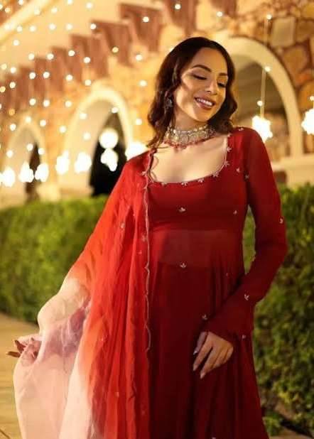 Deep Red Embellished Anarkali Image - 2