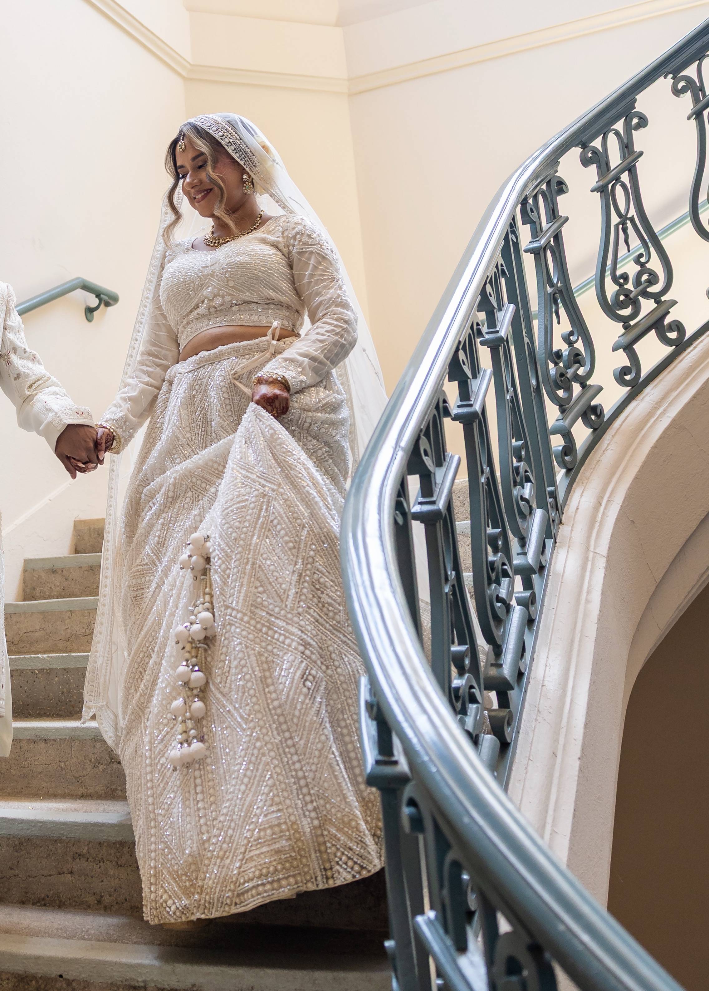 Ivory Sequin & Pearl Lehenga Set  Image - 2