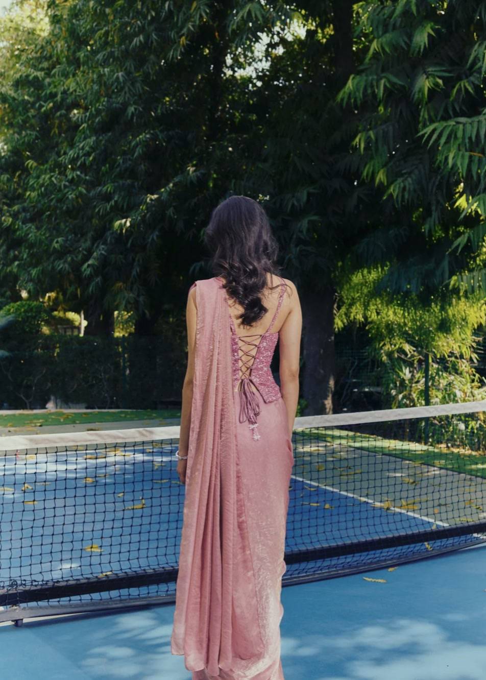 Sequin Rose Gold Shimmer Sari  Image - 6