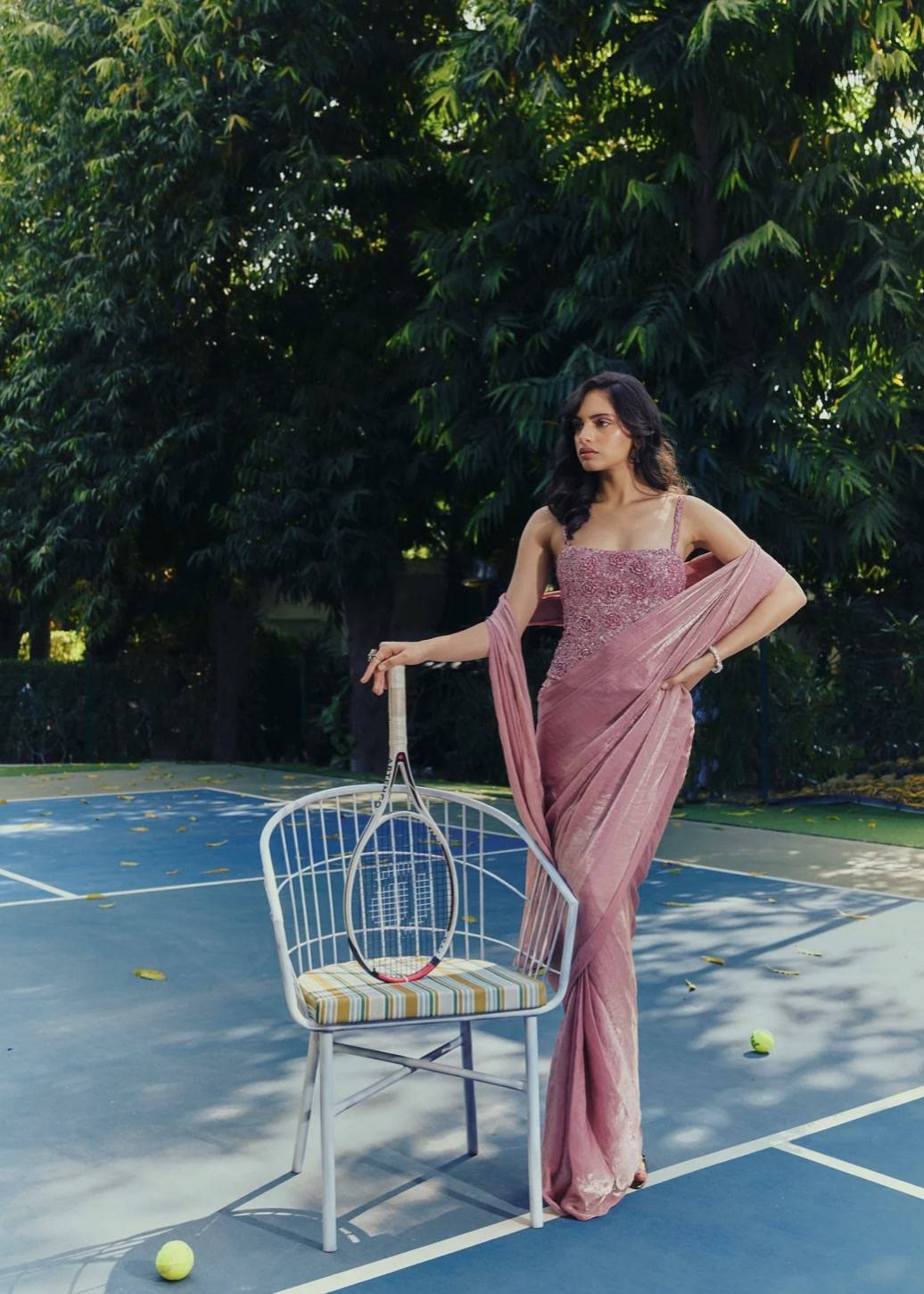 Sequin Rose Gold Shimmer Sari  Image - 7