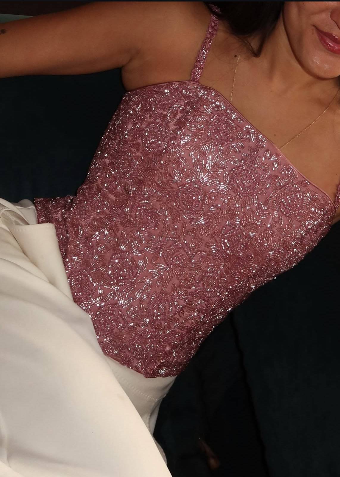 Sequin Rose Gold Shimmer Sari  Image - 8