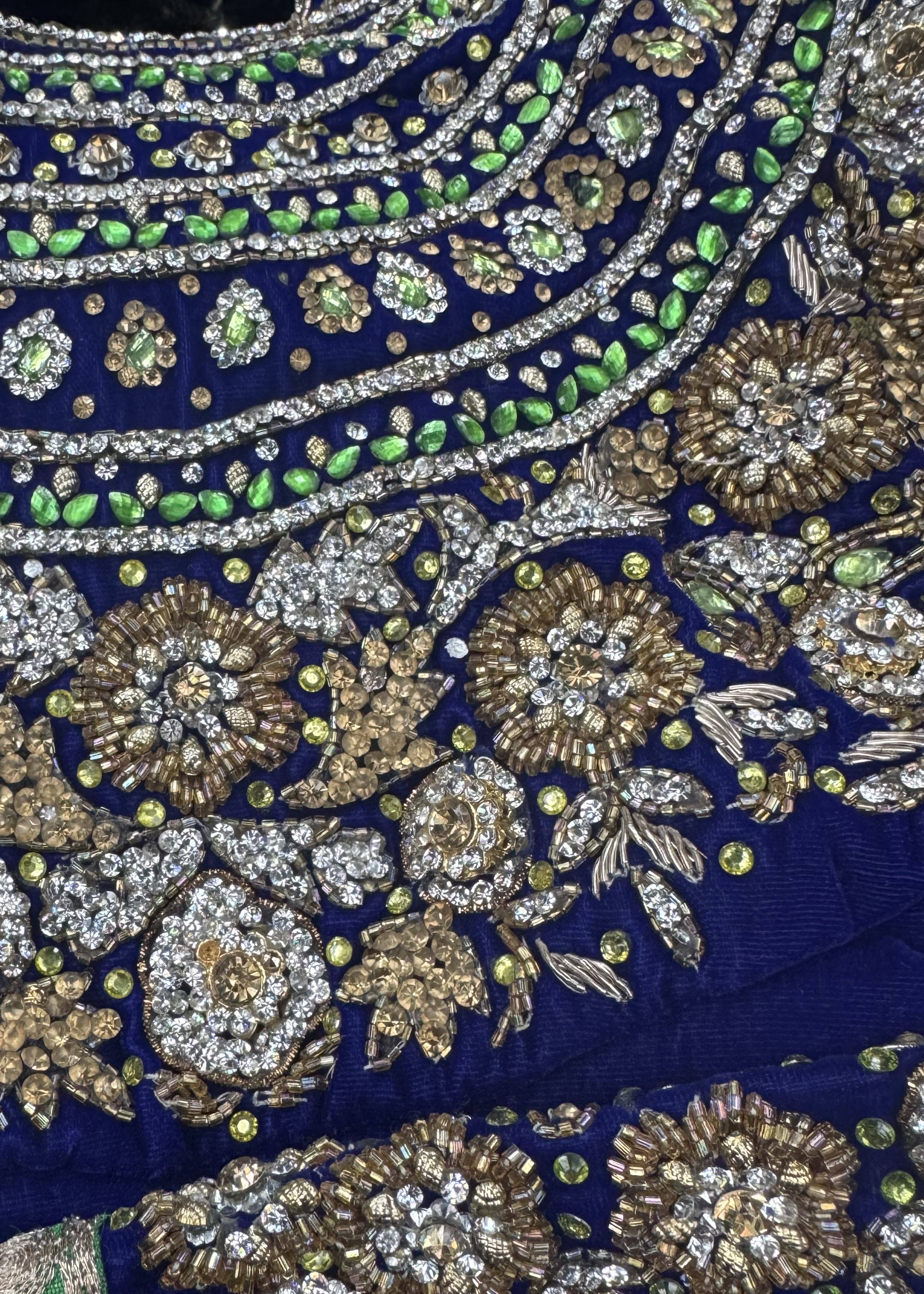 Royal Blue & Emerald Green Embellished Lehenga Set Image - 3