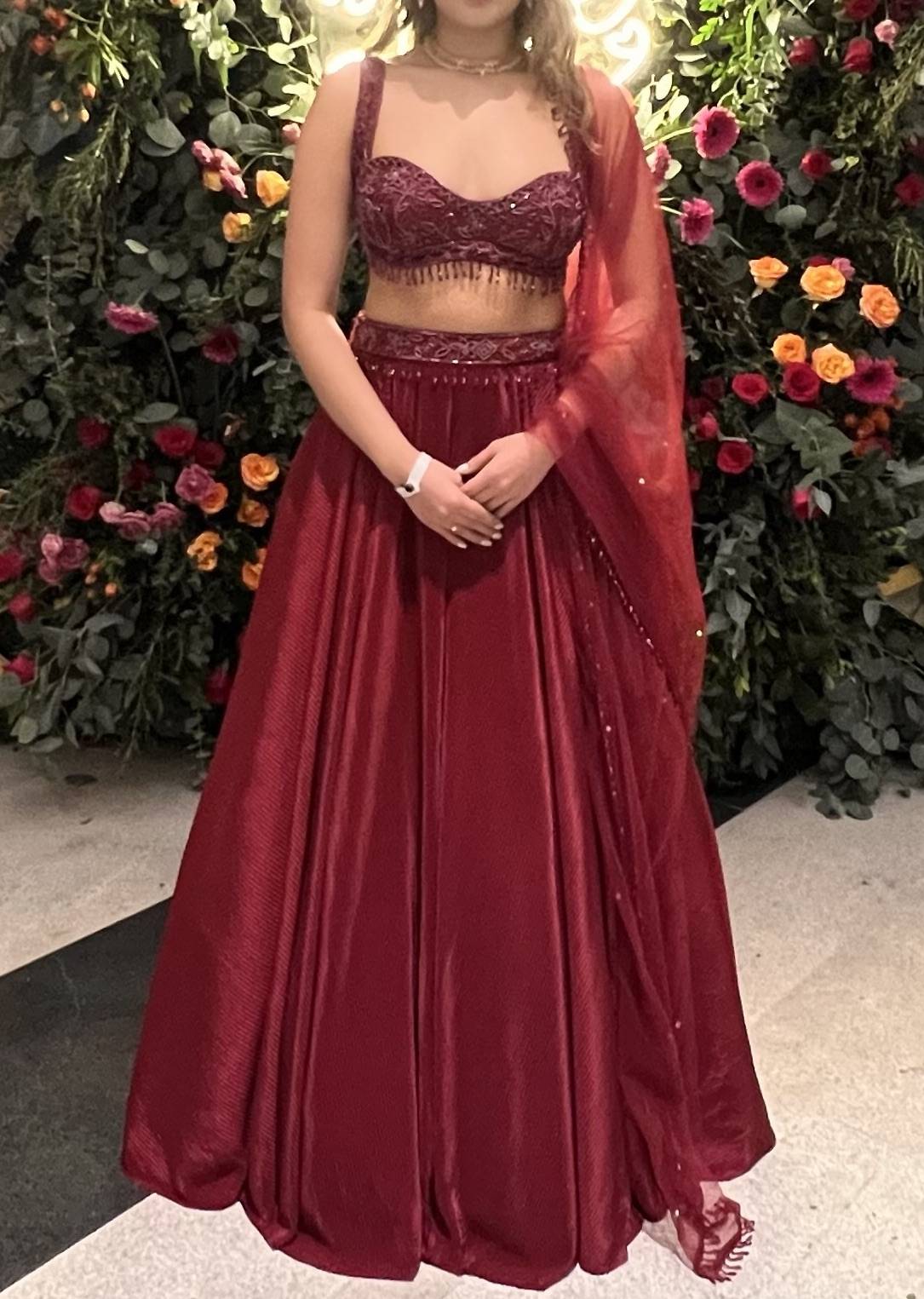 Maroon Embroidered Lehenga Set Image - 0