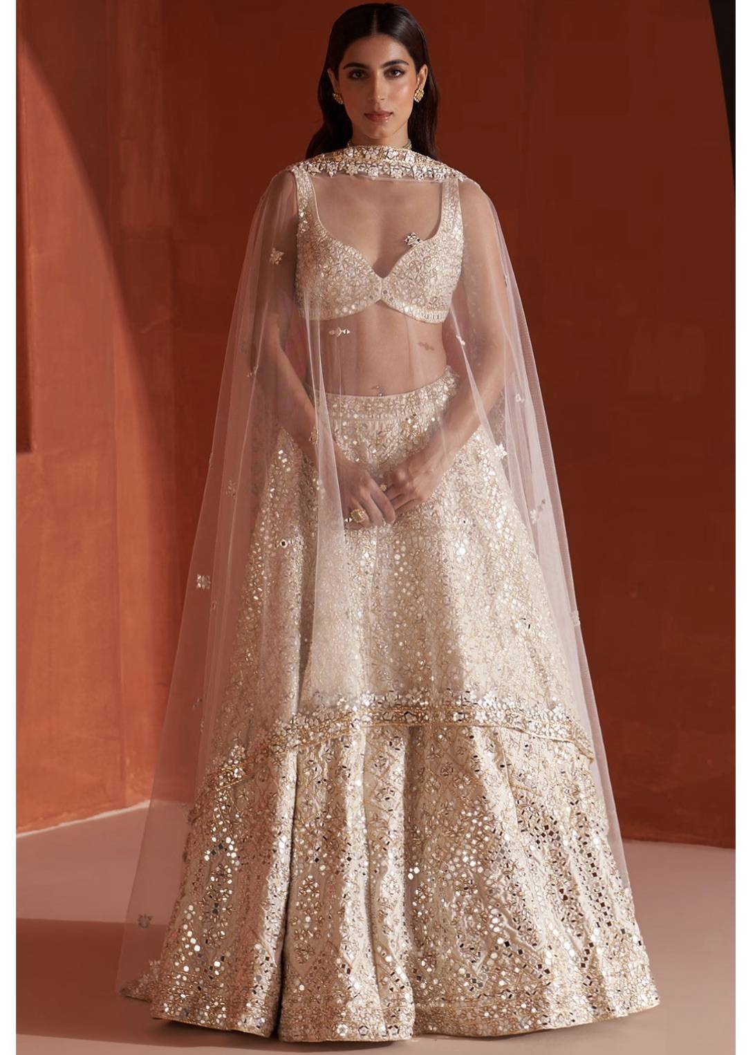 Ivory Mirrorwork Lehenga Set Image - 1