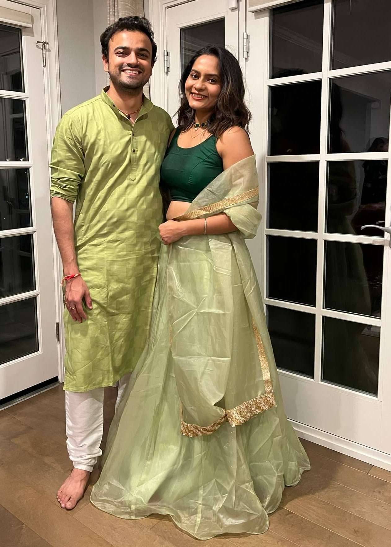 Light Green Flared Lehenga Set Image - 0