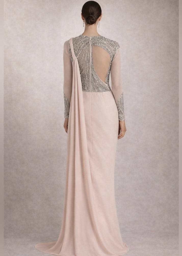 Blush Drape Concept Sari Gown Image - 1