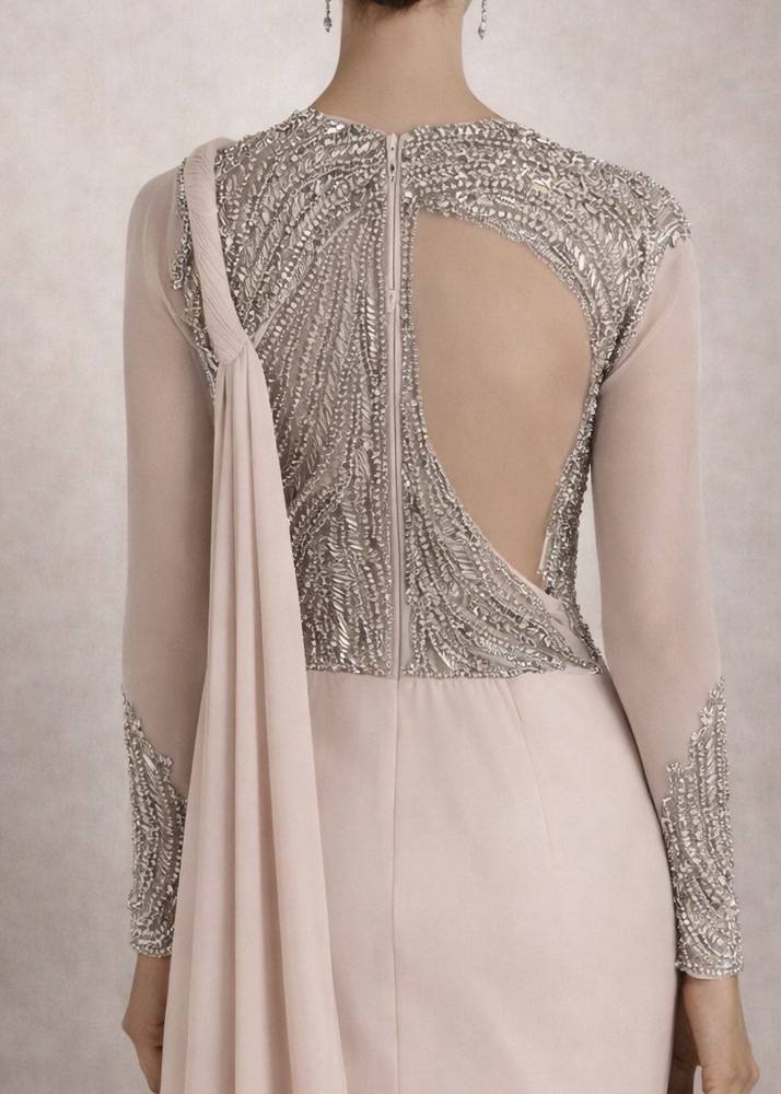 Blush Drape Concept Sari Gown Image - 2
