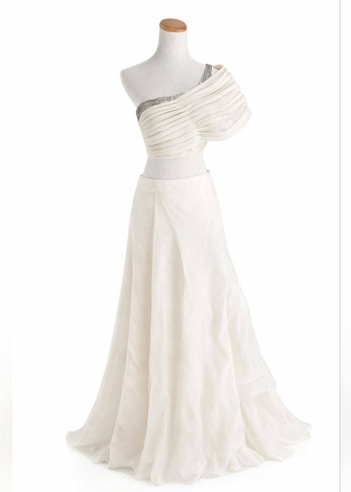 Ivory One-Shoulder Skirt Set Image - 2