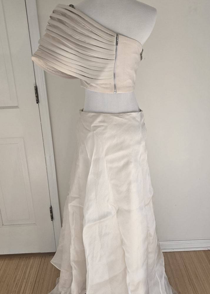 Ivory One-Shoulder Skirt Set Image - 3