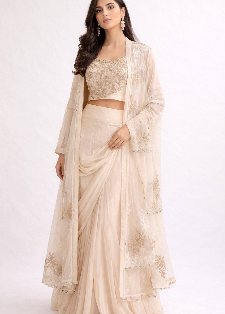 Ivory Jacket Lehenga Set Image - 0