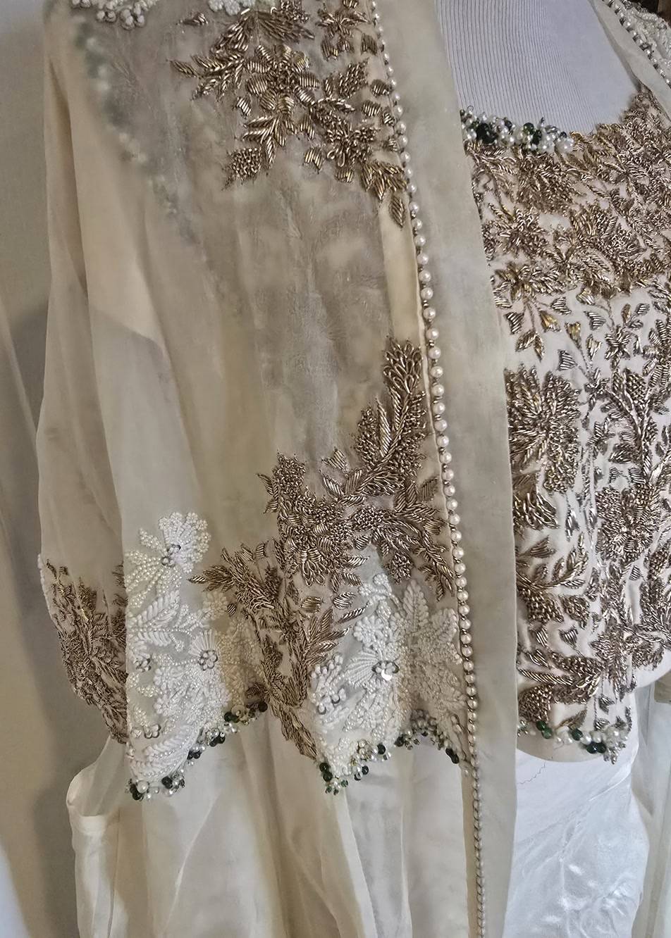 Ivory Jacket Lehenga Set Image - 4