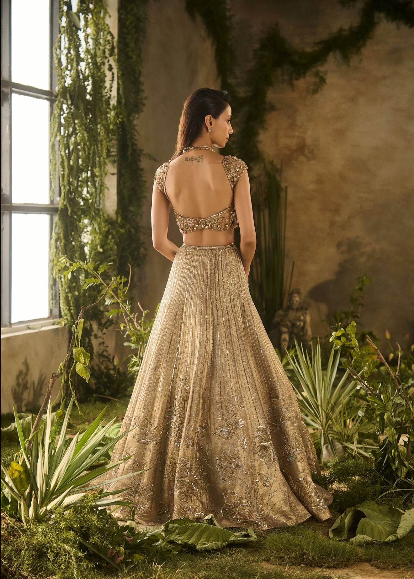 Gold Sequin Lehenga Set Image - 2